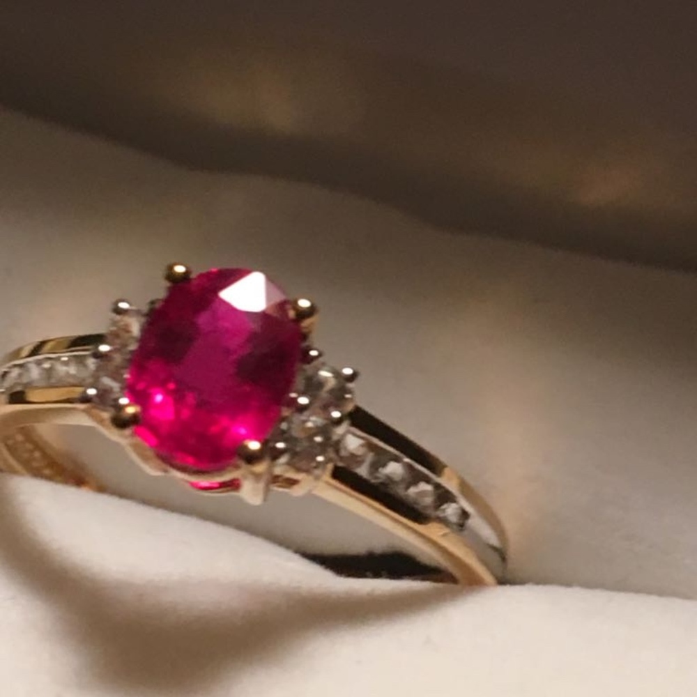 New 10k Gold Ruby Ring with Sapphires